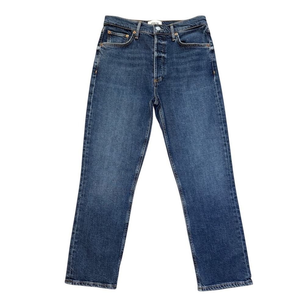 Agolde Riley Crop High Rise Straight Leg Jeans Blue‎ A056-1858 Women's Size 4 27